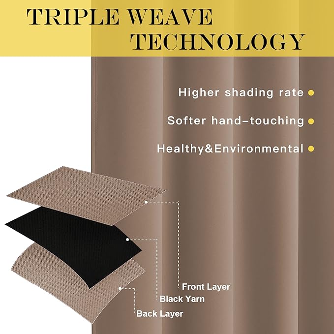NICETOWN Blackout Bedroom Curtain 102 inches Length, Grommet Thermal Insulated Light Blocking Sound Proof Window Drape Extra Long Luxury for Living Room (Cappuccino, W66 x L102, 1 Panel)