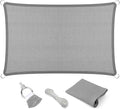 Eden's Decor Straight Flat-Edged Sun Shade Sail Rectangular 12' x 20' Grey UV-Blocking Outdoor Canopy Fabric Cloth Awning for Pergola Patio Garden Backyard Custom Size