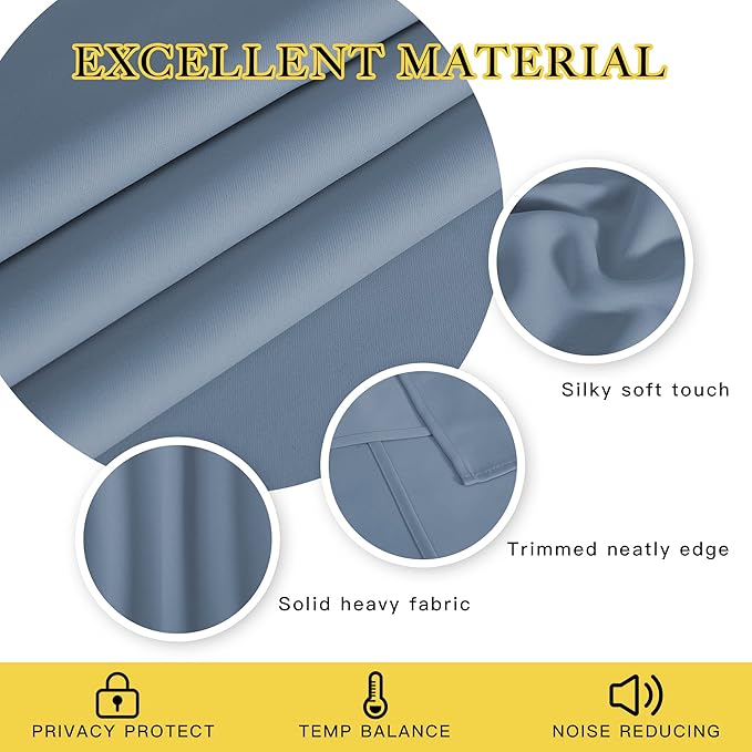 NICETOWN Blackout Doorway Curtain Room Darkening - Window Treatment Thermal Insulated Solid Grommet Vertical Drape for Bedroom/Living Room (Stone Blue, 1 Panel, 66 by 72 Inch)