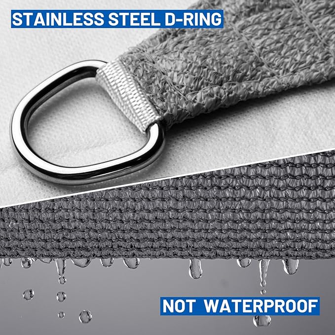SUNLAX Sun Shade Sail 12' x 17' Dark Grey Rectangle Canopy Sail Shade Cover UV Block Permeable Sunshade Outdoor for Patio Backyard Deck Pergola (We Make Custom Size)