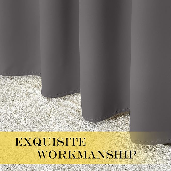 NICETOWN Blackout Curtain Panel for Bedroom - Three Pass Microfiber Noise Reducing Thermal Insulated Solid Ring Top Blackout Window Drape (1 Panel, 52 x 72 inches, Gray)