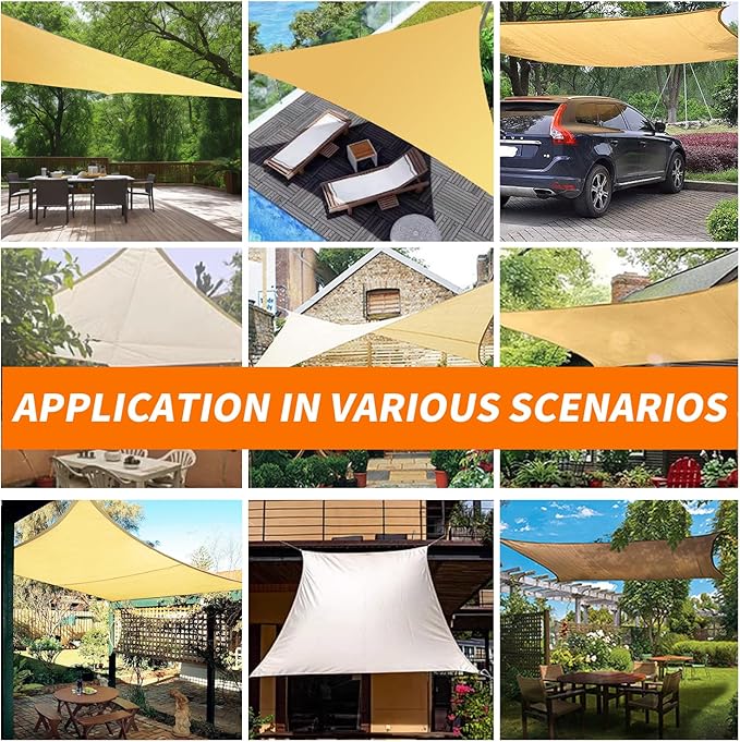 8'x8' Sun Shade Sail Curved Commercial Outdoor Shade Cover Dark Grey Rectangle Heavy Duty Permeable 185GSM Outdoor Shades for Patio Garden Sandbox