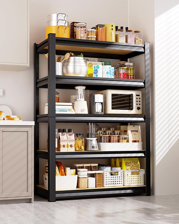 AOAORRG Set of 3 Garage Shelving Heavy Duty Storage Shelves, Metal Adjustable Shelving Unit, Utility Garage Organizer Shelf for Basement, Pantry, Kitchen, Warehouse, 15.7" Dx33.5 Wx35.4 H, Black