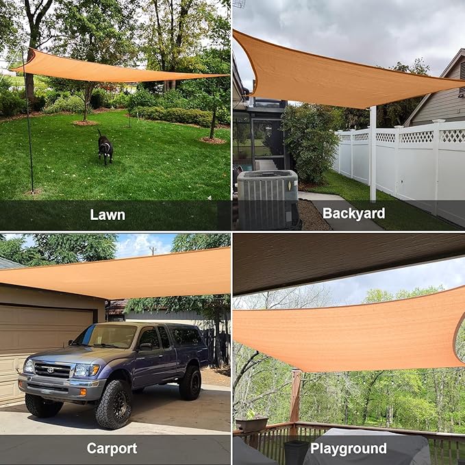 SUNLAX Sun Shade Sail 11' x 24' Peach Fuzz Rectangle Canopy Sail Shade Cover UV Block Permeable Sunshade Outdoor for Patio Backyard Deck Pergola (We Make Custom Size)
