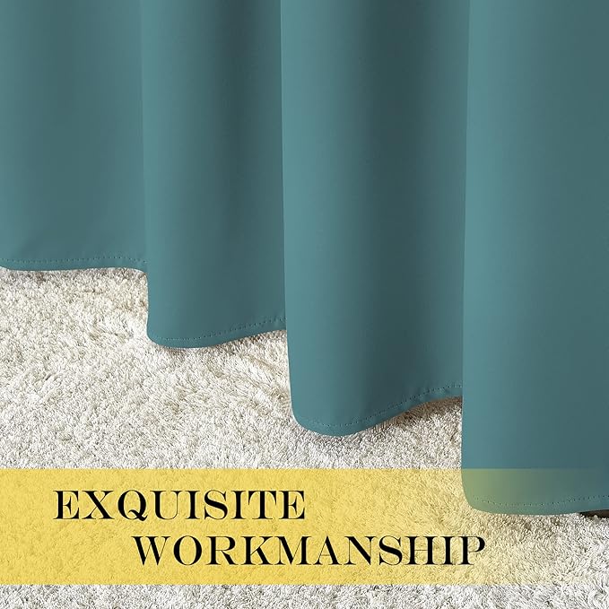 NICETOWN Blackout Curtain for Short Window - (Sea Teal) Home Decor Window Treatment Drape Modern Design Drapery for Patio Door Room, 52W x 95L,1 Panel