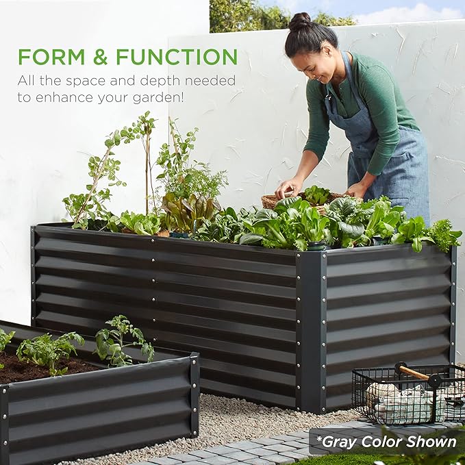 Best Choice Products 6x3x2ft Outdoor Metal Raised Garden Bed, Deep Root Box Planter for Vegetables, Flowers, Herbs, 269 Gallon Capacity, 100% Non Toxic Materials - Peacock Blue