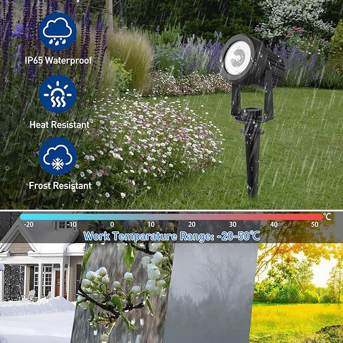 T-SUNUS Solar Garden Spot Lights, LED Solar Landscape Light Outdoor IP65 Waterproof 9.8ft Cable, Separated Solar Panel, Auto ON/Off for Garden, Driveway, Pathway, Pool Area (White 6000K)