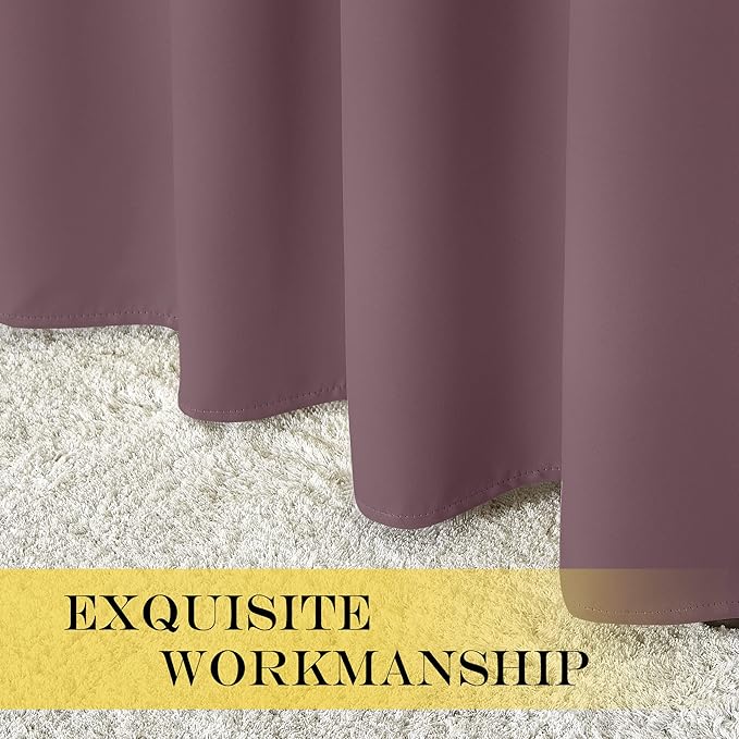 NICETOWN Blackout Small Window Curtain 54 inches Length - Thermal Insulated Solid Grommet Sound & Light Reducing Room Darkening Drape for Kitchen/Nursery, Dry Rose (1 Panel, W52 x L54)