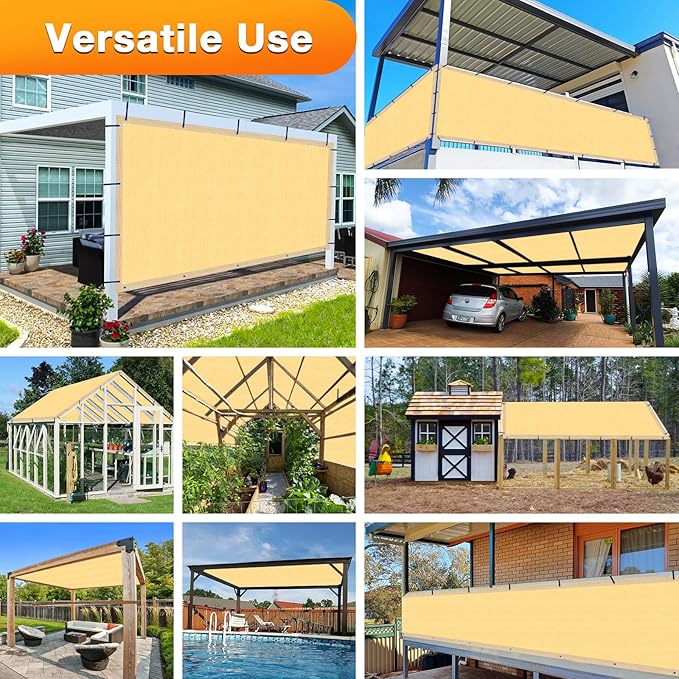 Artpuch Outdoor Pergola Shade Cover 6x18 FT Sun Shade Cloth with Grommets Sand 90% UV Protection Canopy Patio Privacy Screen (Customized Available)
