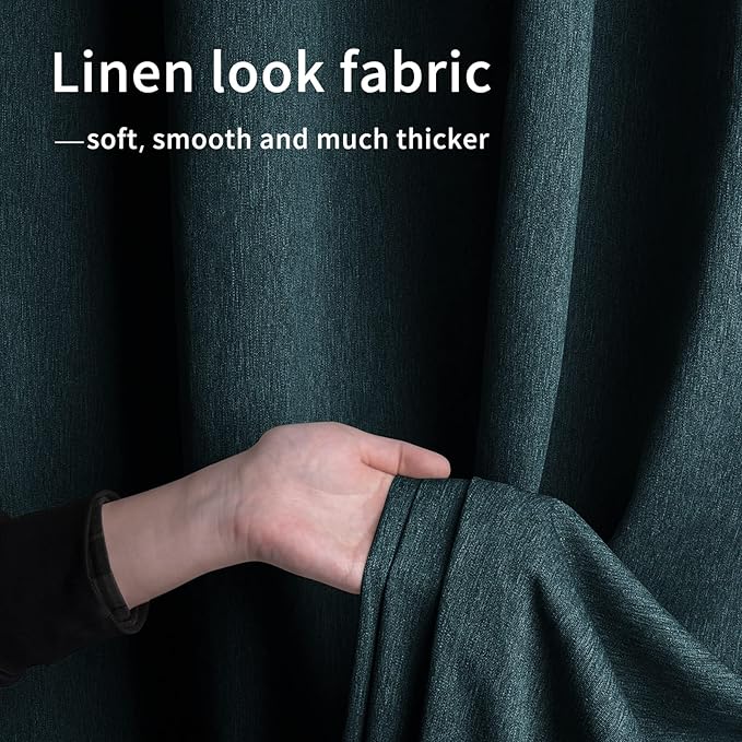 Easy-Going Linen Look Outdoor Curtains Waterproof Windproof Porch Curtains, Soft Thicken Outdoor Privacy Curtains for Patio, Gazebo, Grommet Top and Tab Bottom Drape, 1 Panel, 54x108 inch, Teal