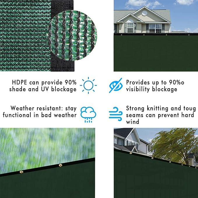 UPGRADE Privacy Fence Screen 3'x40' Dark Green Outdoor 90% Visibility Blockage 170 GSM Mesh Shade Cover Panels for Backyard,Balcony,Home Decoration with Zip Ties,Customized Avaliable