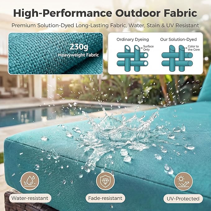NICESOUL 9 Piece Patio Sectional Set with Firepit Natural Gas/Propane, 29.3'' High Back Tall Big Outdoor Conversation Couch Sets, Wide Sitting Furniture for Outside, Brown Rattan and Teal Cushion
