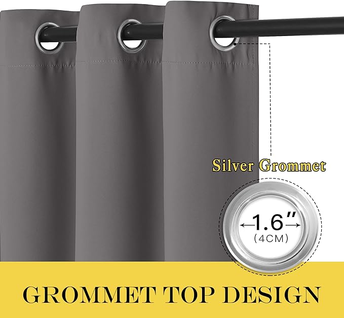 NICETOWN Blackout Doorway Curtain 90 inch Length - Grommet Room Darkening Thermal Insulated Soundproof Window Treatments for Bedroom/Closet (1 Panel, 46 x 90 Inch, Grey)