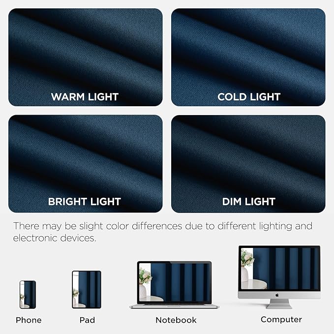 Joydeco Blackout Door Curtain for Doorway Privacy 90 Inches Long, Grommet Closet Curtain for Open Closet, Room Divider for Bedroom Living Room (Navy Blue, 52Wx90L, 1 Panel)