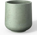 Kante 15.3" Dia Round Concrete Planter, Outdoor Indoor Large Plant Pots Containers with Drainage Hole and Rubber Plug for Home Garden Patio, Mint Green