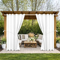 Water Proof Outside Curtains with Grommet Top for Porch, W84 x L120 Thermal Insulated Washable Light Block Outdoor Divider Drapes for Patio Gazebo Deck Pool Area Pergola Cabana (2 Panels)