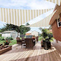 Patio Paradise 7' x 7' x 7' Sun Shade Sail Triangle Canopy Shade Cloth Fabric Sunlight Block Patio Pergola Cover HDPE Deck Awning for Outdoor Backyard Roof Shading, Beige White Strip