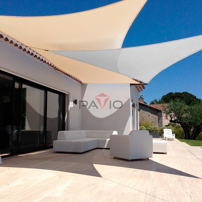 Patio Paradise 3' x 3' x 3' Sun Shade Sail Triangle Canopy Shade Cloth Fabric Sunlight Block Patio Pergola Cover HDPE Deck Awning for Outdoor Backyard Roof Shading, Gray