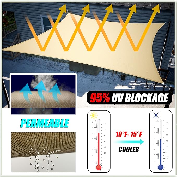 Amgo Custom Size 9' x 16' x 18.4' Green Right Triangle Sun Shade Sail Order to Make Canopy Awning UPF50+ AGSLT, 95% UV Blockage, Water & Air Permeable, 200GSM Commercial Standard (We Customize)