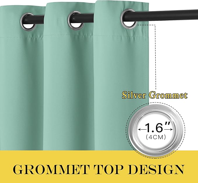 NICETOWN Aqua Blue Blackout Curtains 84 inch Length, Grommet Top Room Darkening Drapes for Bedroom Living Room, Light Blocking Window Covering for Privacy (W66 x L84 Inch, 1 Panel)