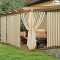 HolidayIdeas Extra Wide Outdoor Curtains for Patio Waterproof, 6 Panels - 110x108 Inches - Weatherproof Privacy Outsides Curtains for Backyard Porch Gazebo, Sunlight & UV Blocking (Cream, Grommet Top)