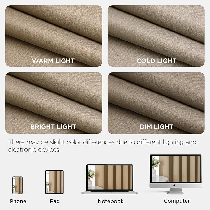 Joydeco Blackout Door Curtain for Doorway Privacy 96 Inches Long, Grommet Closet Curtain for Open Closet, Room Divider for Bedroom Living Room (Light Beige, 52Wx96L, 1 Panel)