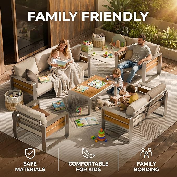 ZANDOR Aluminum Outdoor Patio Furniture - 2 Pcs Armchair, All-Weather Metal Modern Outside Furniture with Washable Thick Cushion for Garden/Backyard/Porch, Silver