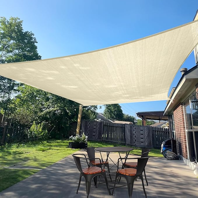 SUNLAX Sun Shade Sail 9' x 16' Butter Cream Rectangle Canopy Sail Shade Cover UV Block Permeable Sunshade Outdoor for Patio Backyard Deck Pergola (We Make Custom Size)