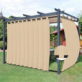 Easy-Going Outdoor Patio Curtains Detachable Tab Top Windproof Weatherproof Curtain for Cabana, Porch, Pergola and Gazebo, Tab Bottom Drape, 2 Panels, 110W x 120L inch, Beige
