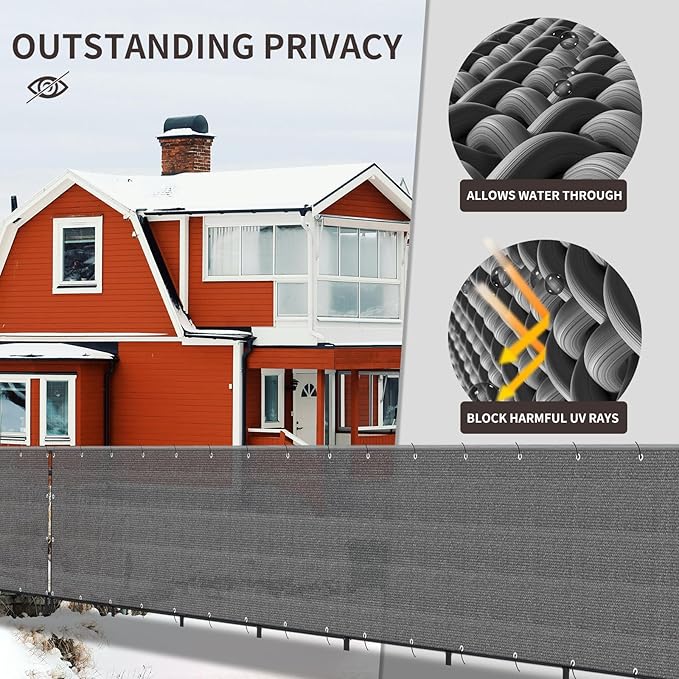 LOVE STORY Custom Size 2'6''x11' Dark Grey Balcony Privacy Screen,UV Block Privacy Fence Screen,90% Shield for Outdoor Pool Garden Apartment Railing
