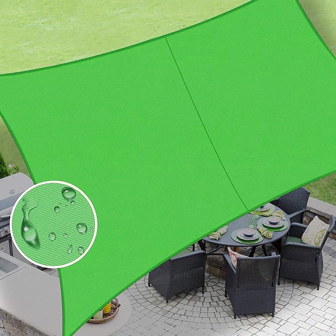 LOVE STORY Rectangle 9'x12' Waterproof Sun Shade Sail Canopy UV Block for Outdoor Patio Backyard Carport,Fruit Green(We Make Custom Size)