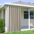 NICETOWN Outdoor Curtain for Patio Waterproof Extra Wide 100 in, Sun Blocking Vertical Blinds Thermal Insulated Stainless Grommet for Front Porch/Gazebo/Pergola, Natural, 1 Piece, 84 in L
