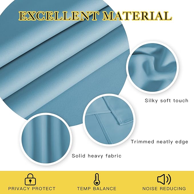 NICETOWN Blackout Sliding Glass Door Curtains, Room Darkening Thermal Insulated Curtains for Living Room Bedroom, Extra Wide Window Drapes, 1 Panel, W80 x L118, Teal Blue