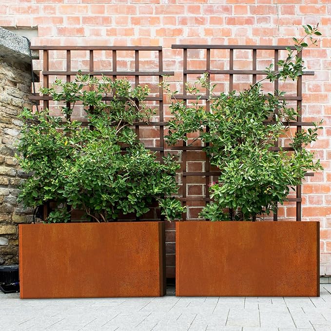 Co rten Steel Planter 36X15X15 inch Large Rectangular Planter Box Rustic Style Flower Box for Porch, Patio, Garden, Commercial Décor, Rusty