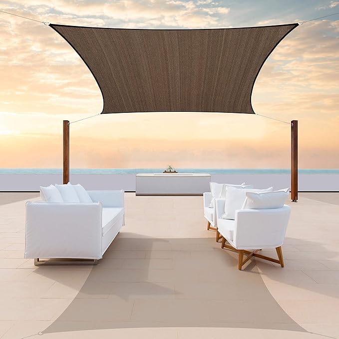 ColourTree TAPR1616 Custom Size 7' x 15' Brown Sun Shade Sail Canopy UV Block UPF50 Rectangle - Commercial Standard Heavy Duty - 190 GSM - 3 Years Warranty