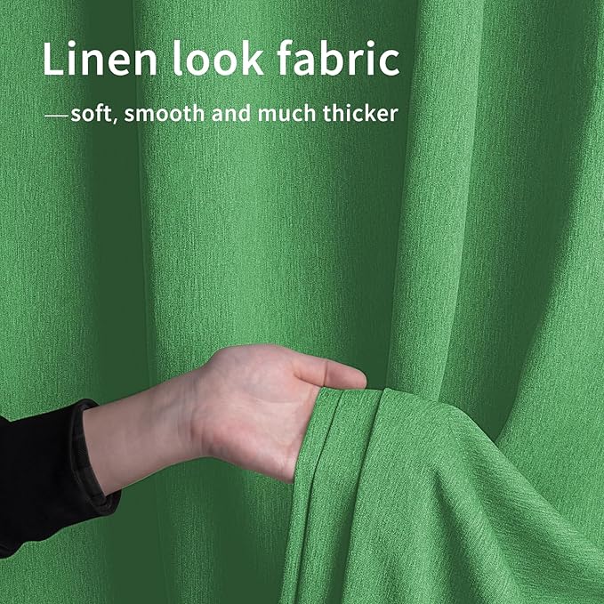 Easy-Going Linen Look Outdoor Curtains Waterproof Windproof Porch Curtains, Soft Thicken Outdoor Privacy Curtains for Patio, Gazebo, Grommet Top and Tab Bottom Drape, 1 Panel, 54x120 inch, Green