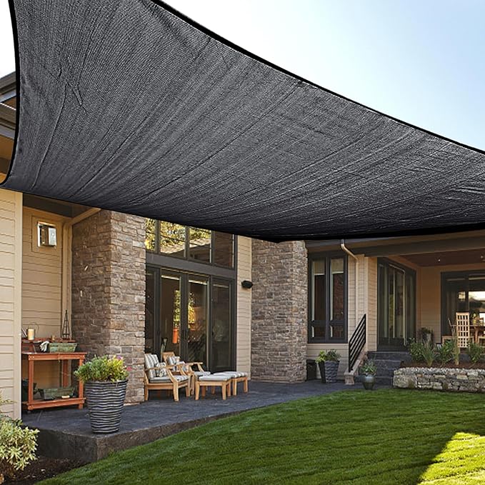 LOVE STORY 20' x 20' Sun Shade Sails Rectangle Patio Sunshades Canopy for Outdoor Garden Backyard, Graphite Grey