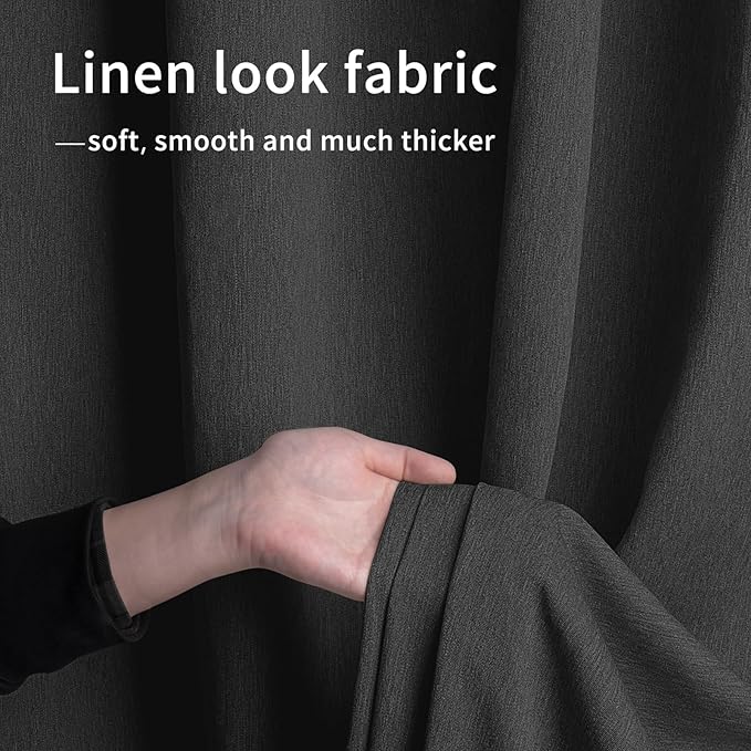 Easy-Going Linen Look Outdoor Curtains Waterproof Windproof Porch Curtains, Soft Thicken Outdoor Privacy Curtains for Patio, Gazebo, Grommet Top and Tab Bottom Drape, 1 Panel, 110x84 inch, Black