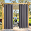 NICETOWN Blackout Outdoor Curtain for Patio Waterproof Extra Long 120", Windproof Energy Saving Top and Bottom Rustproof Grommets Outdoor Drape for Porch, 1 Piece, 52 inches Wide, Grey