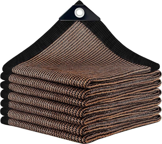 Sun Shade Cloth with Grommets,90% UV Protection Shade Fabric,Pergola Shade Cover Canopy Fence Privacy Screen Balcony,Brown Sunshades for Patio Pergola Garden Backyard Outdoor,Mocha-12x12FT