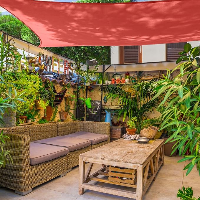 AsterOutdoor Sun Shade Sail Rectangle 12' x 12' UV Block Canopy for Patio Backyard Lawn Garden Outdoor Activities, Terra