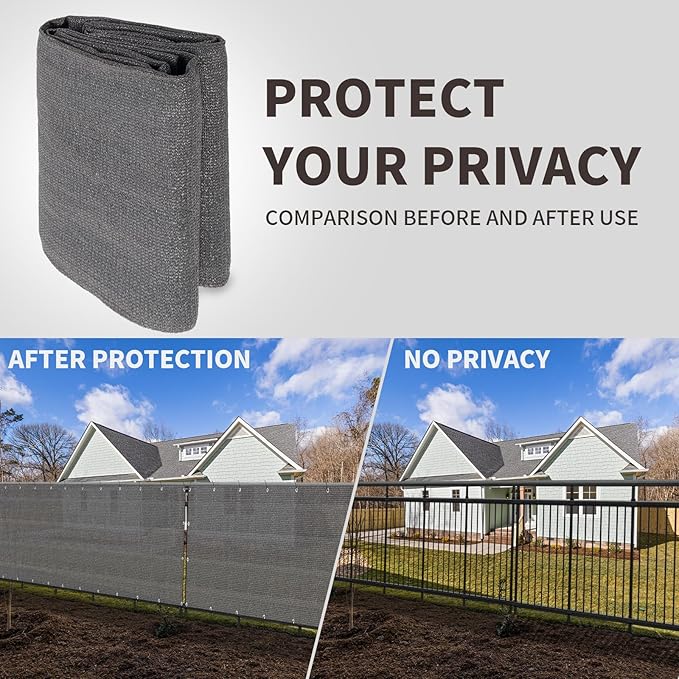 LOVE STORY Custom Size 3'x13' Dark Grey Balcony Privacy Screen,UV Block Privacy Fence Screen,90% Shield for Outdoor Pool Garden Apartment Railing