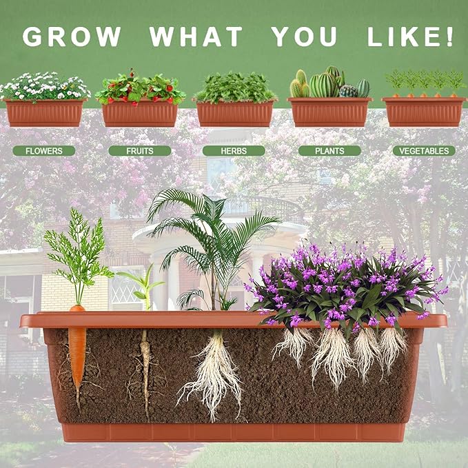 Homdox 3.74FT Vertical Garden Bed, 5 Tiers Raised Garden Planter, 23 * 26 * 45Inch Outdoor Stand with 4 Hooks for Vegetable Flower, Patio Yard, Brown