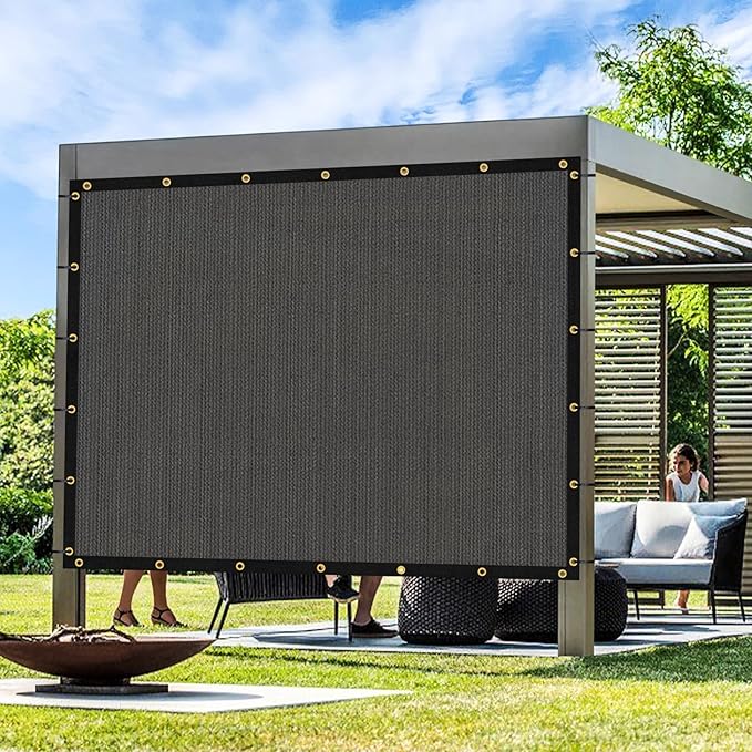 Artpuch Outdoor Pergola Shade Cover 10x10 FT Sun Shade Cloth with Grommets Dark Grey 90% UV Protection Canopy Patio Privacy Screen (Customized Available)