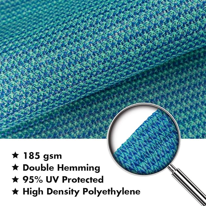 KANAGAWA 6'X16' Turquoise Mix Custom Size Sun Shade Sail Rectangle UV Block Canopy Cover for Patio Backyard Lawn Garden Outdoor (Customized Available)