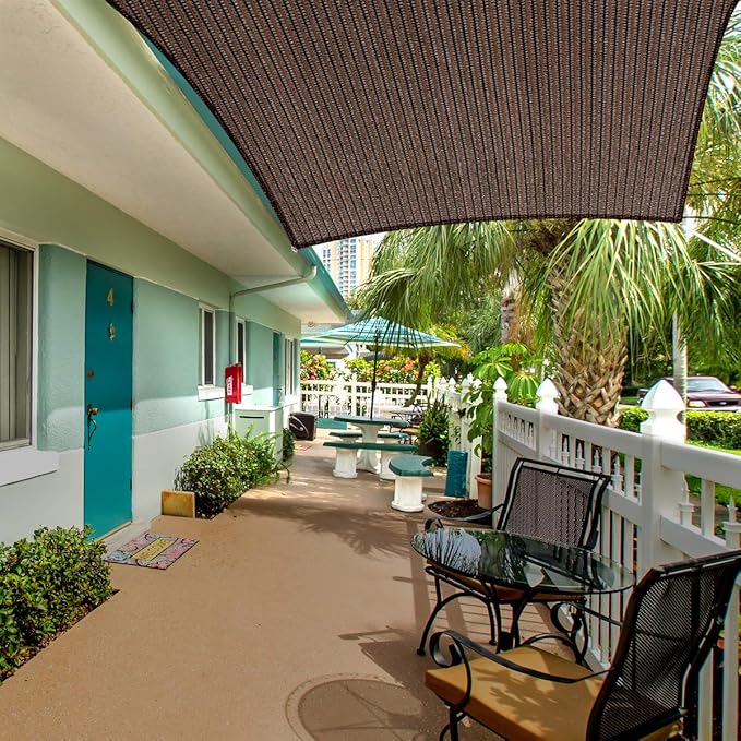 Eden's Decor Straight Flat-Edged Sun Shade Sail Rectangular 14' x 18' Brown UV-Blocking Outdoor Canopy Fabric Cloth Awning for Pergola Patio Garden Backyard Custom Size