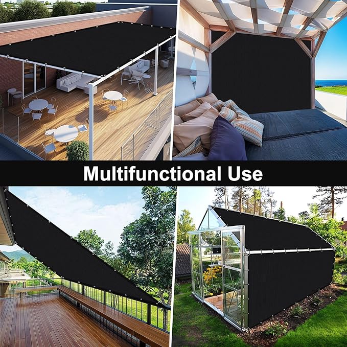 Artpuch 90% Sun Shade Cloth, 6 x 6 FT Pergola Shade Cover Canopy with Grommets, Sun Screen Fabric Tarp for Patio, Outdoor, Garden, Backyard, Black