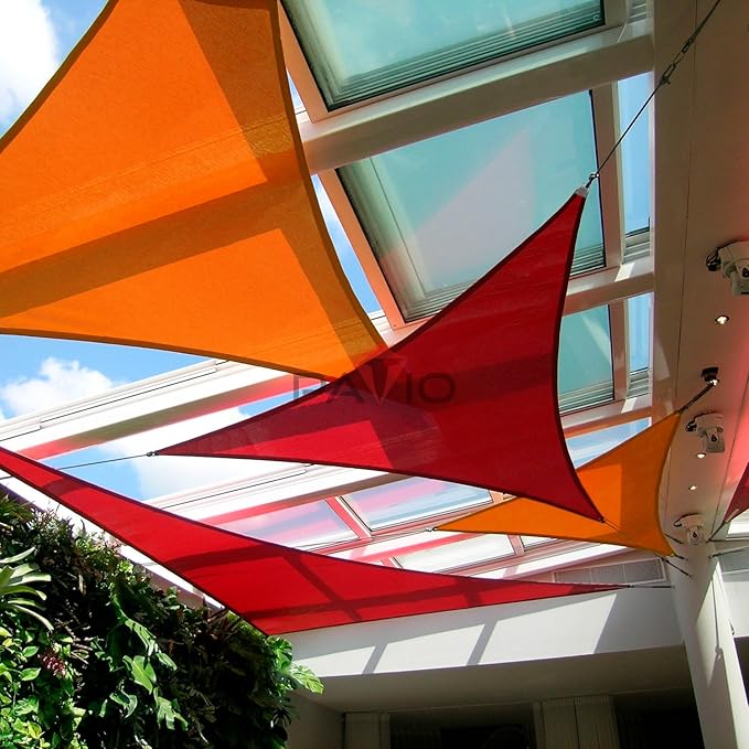 Patio Paradise 21' x 21' x 21' Sun Shade Sail Triangle Canopy Shade Cloth Fabric Sunlight Block Patio Pergola Cover HDPE Deck Awning for Outdoor Backyard Roof Shading, Orange