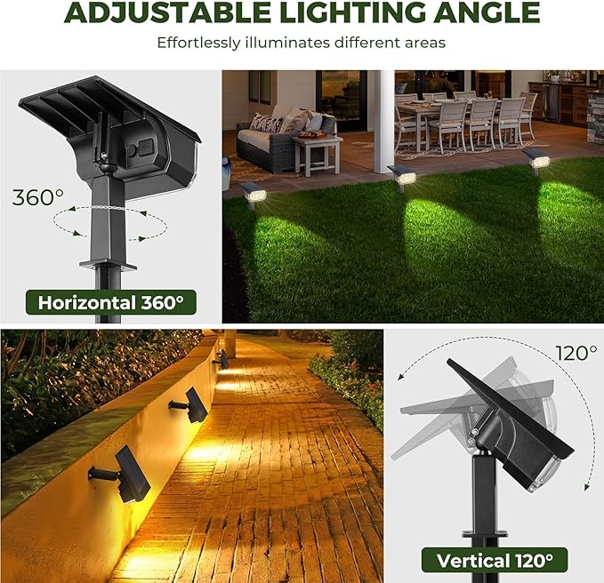 Kingsyard Solar Lights Outdoor Waterproof IP68, 47 LEDs 3 Lighting Modes USB & Solar Powered Garden Yard Pathway Spot Lights for Outside Landscape, Auto On/Off, 2 Pack(Cool White)