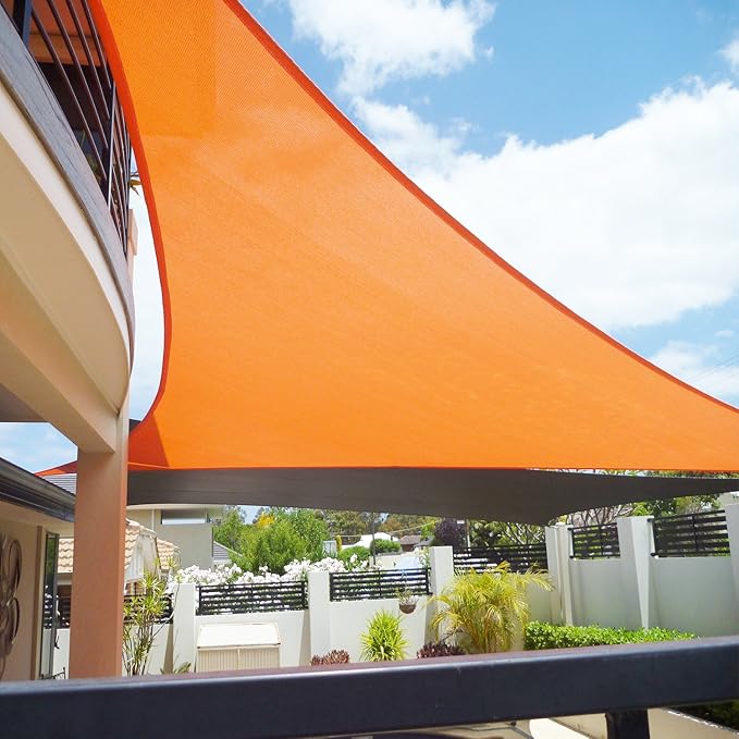 E&K Sunrise 17' x 17' x 17' Sun Shade Sail Triangle Canopy Shade Cover UV Block for Patio Backyard Garden Outdoor (Orange)